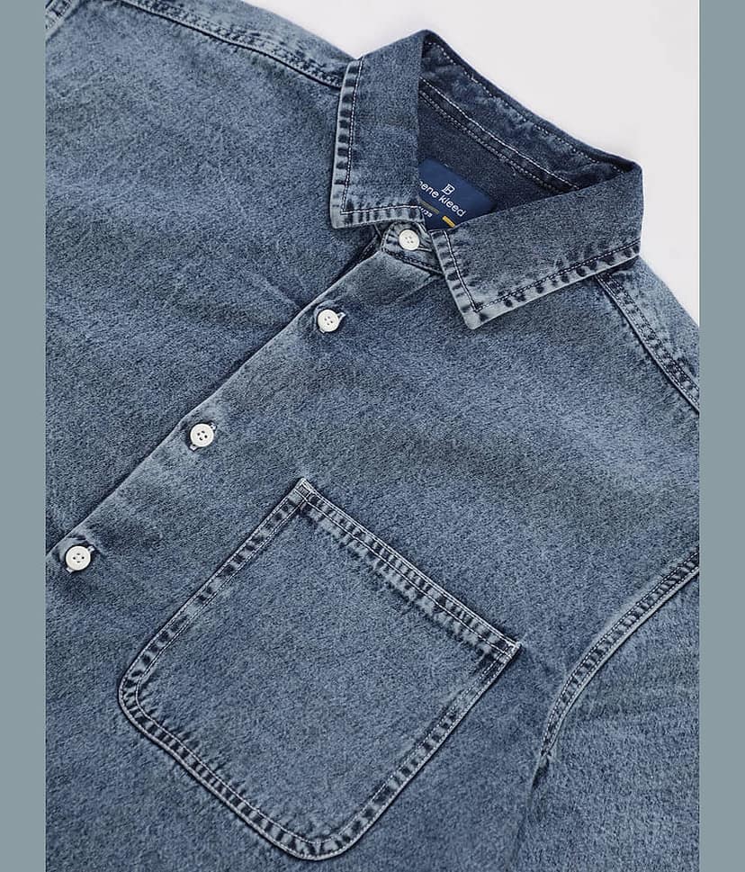 Bene Kleed 100% Cotton Relaxed Fit Solids Half Sleeves Men's Casual Shirt - Blue ( Pack of 1 ) view 6