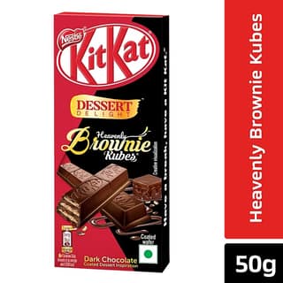 Nestle Kitkat Dessert Delight Heavenly Brownie Kubes - Wafer Coated With Dark Chocolate, 50 G
