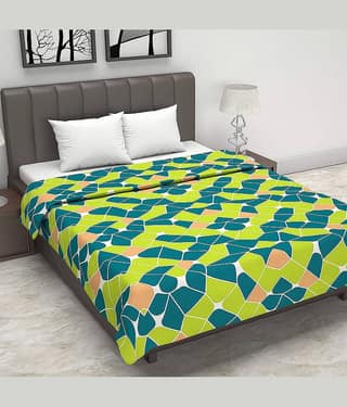 DIVINE CASA Double Polyester Green Abstract Dohar