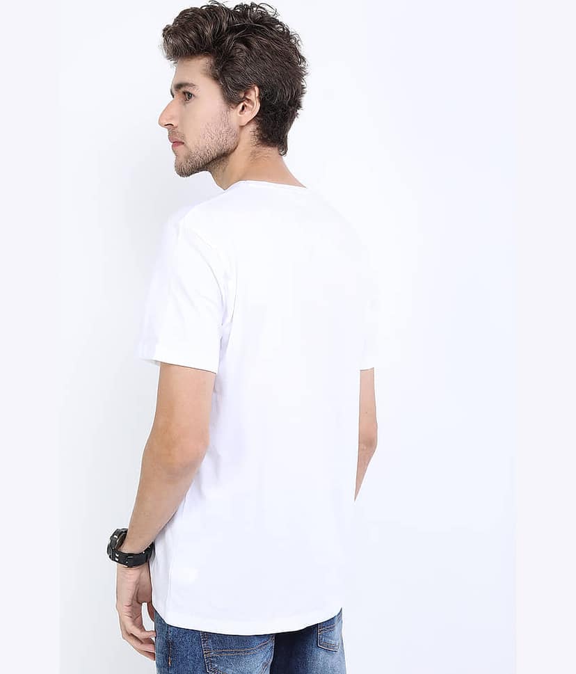 Highlander Men 100% Cotton Slim Fit Printed T-Shirt ( White ) view 3