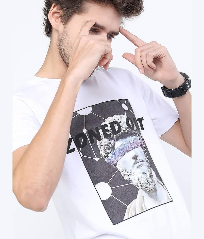 Highlander Men 100% Cotton Slim Fit Printed T-Shirt ( White ) view 4