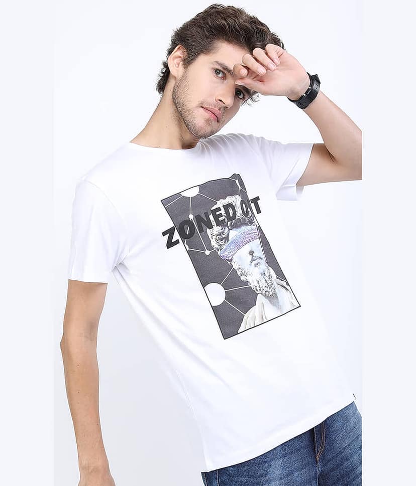 Highlander Men 100% Cotton Slim Fit Printed T-Shirt ( White ) view 6