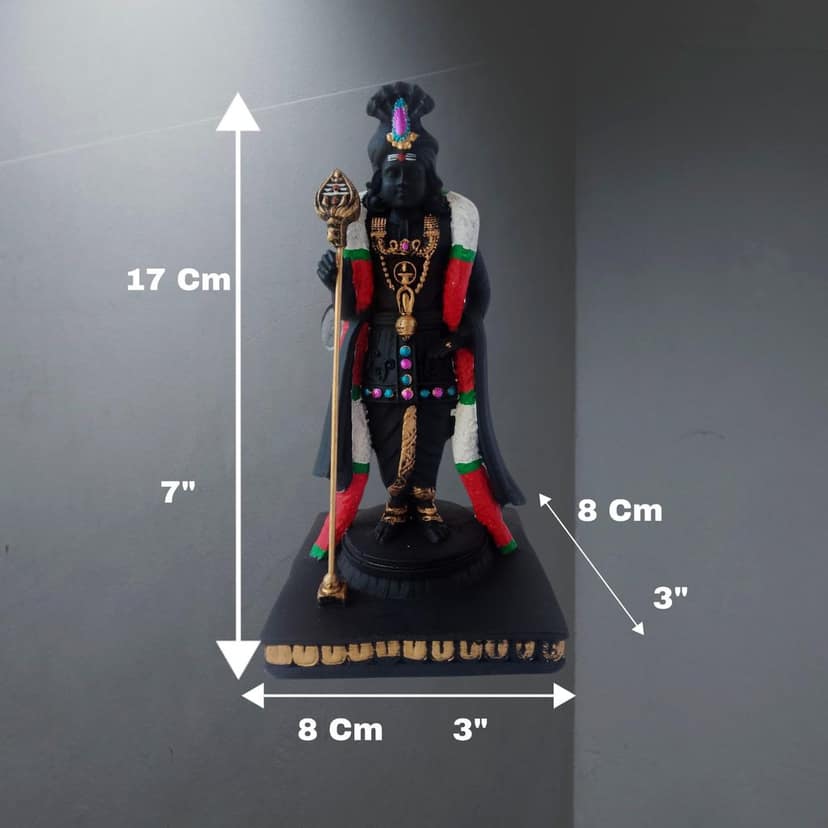 AMS Palani Lord Murugan Raja Alagaram Idol for Home Decor | Subramanya Swamy Murti for Puja Room, Office & Gift | Decorative Vadivelan Statue for Living Room | Black Resin Skanda Idol 17 cm view 2