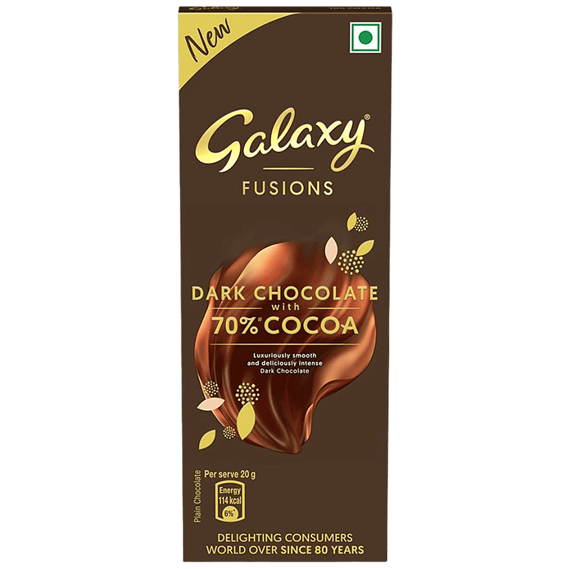 Galaxy Fusions Dark Chocolate Bar - Silky & Smooth, With 70% Cocoa, 56 G view 2