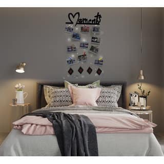 Khush Its Amazing Wooden Hanging Moments With Squre Heart Hanging Up Down LED Light Photo Display Picture Frame Display