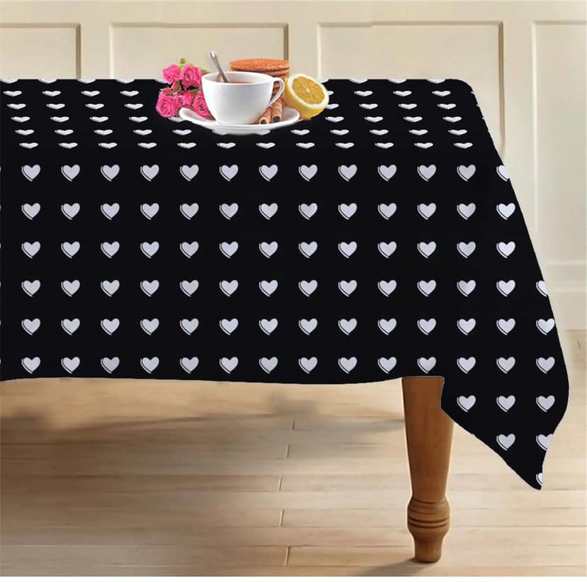 AIRWILL 100% Cotton Printed Pattern 2 Seater Square Table Cover Sized, 36x36 inches (Black,White, Pack of 1)
