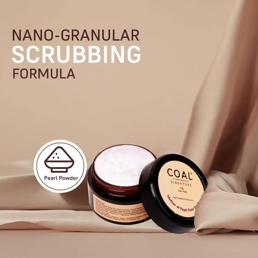 COAL Clean Beauty Mother of Pearl Face Scrub with Powder & Aloe Vera | Exfoliates Removes Dead Skin Renews Men All Types view 6