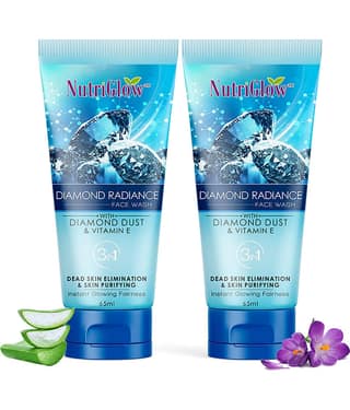 NutriGlow Diamond Radiance Face Wash Fresh Feel With Vitamin E For Skin Brightening & Anti-Ageing, 65ml (Pack of 2)