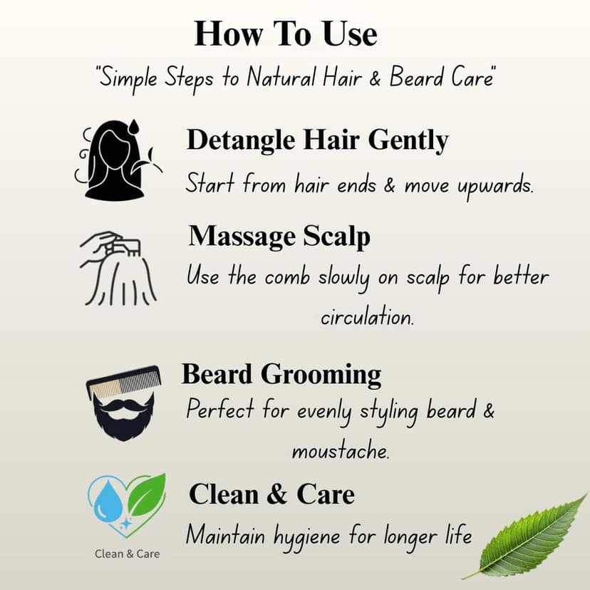 RD Products Pocket Neem Wooden Comb | Compact & Travel-Friendly | Natural Hair Comb for Men & Women | Gentle on Scalp, Helps Reduce Frizz & Hair Fall view 3