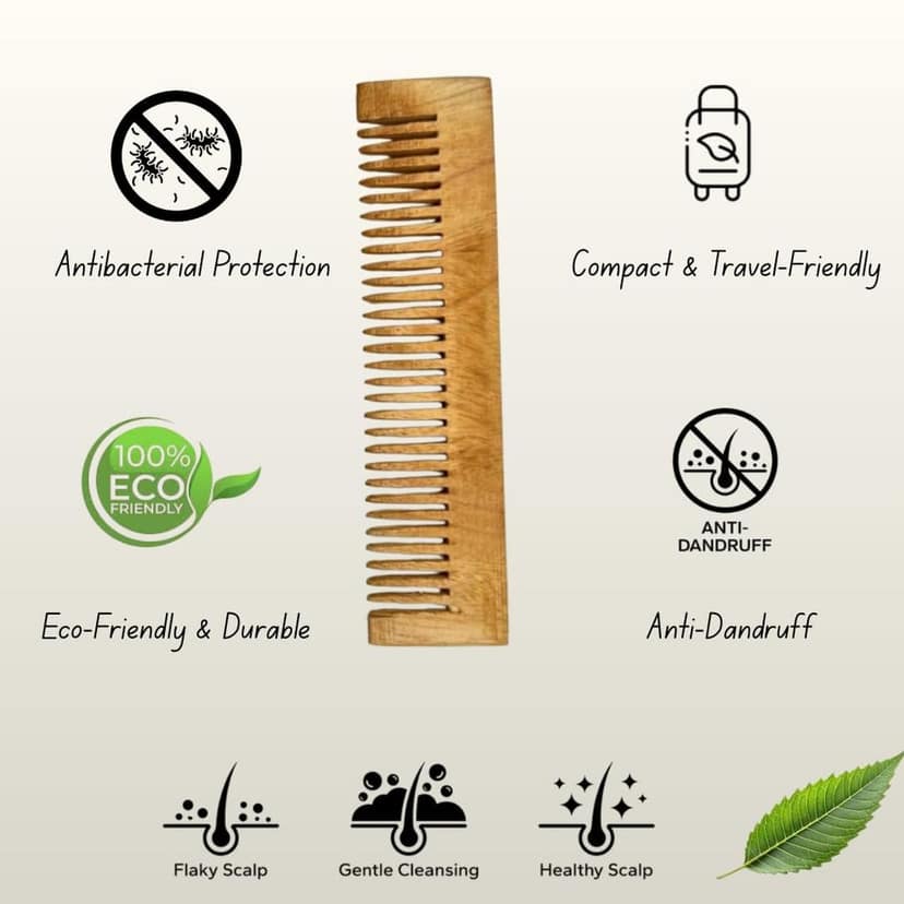 RD Products Pocket Neem Wooden Comb | Compact & Travel-Friendly | Natural Hair Comb for Men & Women | Gentle on Scalp, Helps Reduce Frizz & Hair Fall view 5