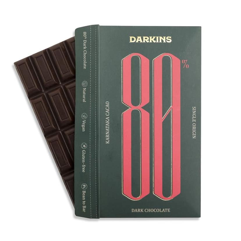 Darkins Dark Chocolates | 70% Dark Chocolate With Cranberry & Chilli | 80% Dark Chocolate Single Origin | Vegan | Natural | Bean To Bar | Cacao Beans | Unrefined Cane Sugar | Pack Of 2 view 4