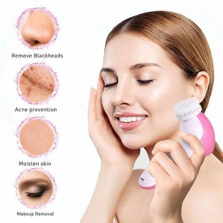 Electric Facial Cleansing Brush Set with Interchangeable Cleaning and Massage Heads for Face Care