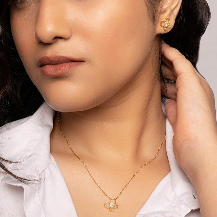 18k Gold Plated Silver Delicate Butterfly Necklace Set view 2