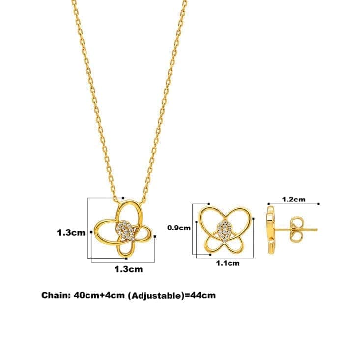 18k Gold Plated Silver Delicate Butterfly Necklace Set view 4