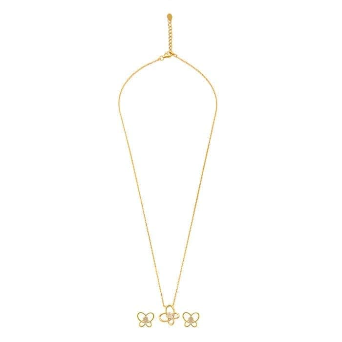 18k Gold Plated Silver Delicate Butterfly Necklace Set view 5