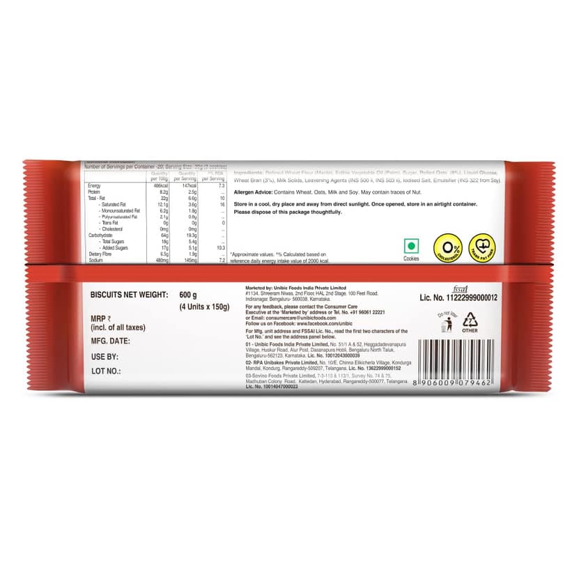 Unibic Oat's Digestive Cookies, 600 G view 2