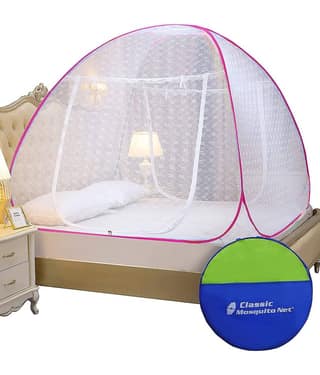 Classic Mosquito Net, Machardani - Pink Polycotton Foldable Mosquito Net, Machardani ( Pack of 1 )