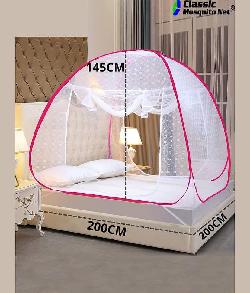 Classic Mosquito Net, Machardani - Pink Polycotton Foldable Mosquito Net, Machardani ( Pack of 1 ) view 2