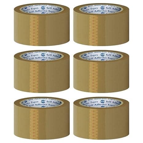 NAINA_ Self Adhesive Brown Packaging Tape 48mm x 100m, Pack of 6