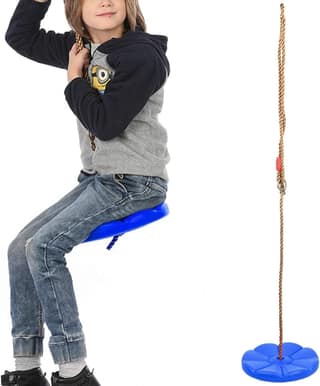 REZNOR Plastic Button Monkey Round Disc Rope for Kids Children Playground Garden Outdoor Indoor Play Activity with Adjustable Height, Yellow, Weight Capacity ? 120Kg