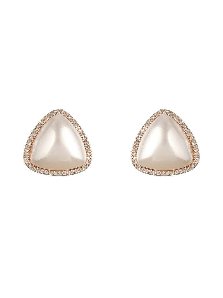 Gold Toned Freshwater Pearl Minimal Triangular Studds earringsEarring view 4