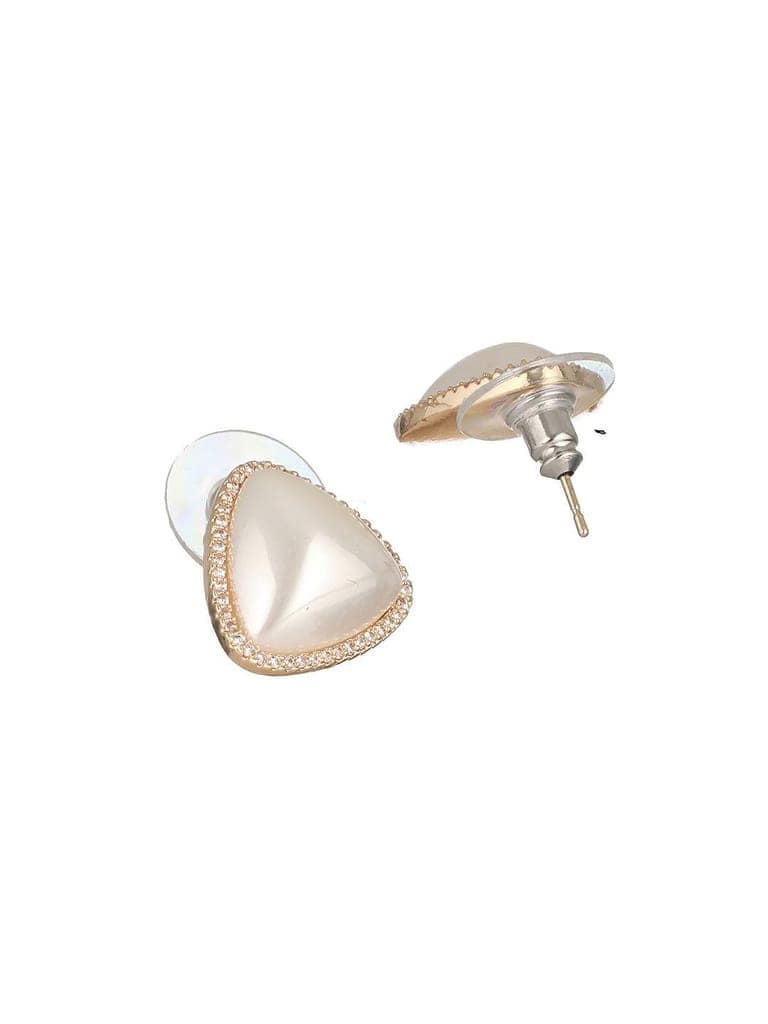 Gold Toned Freshwater Pearl Minimal Triangular Studds earringsEarring view 5