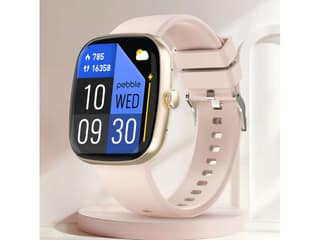 Pebble Stella 1.83" HD Smart Watch BT Calling, Premium Metal Build, 100+ DIY Watch Faces, Female Health & Heart Rate Tracking, 100+ Sports Modes - Flamingo Pink