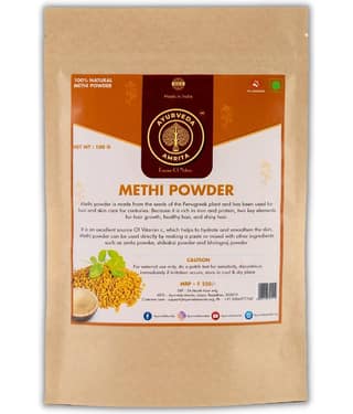 Ayurveda Amrita Pure, Natural & Organic Fenugreek Methi Powder for Hair & Skin 100 Gram