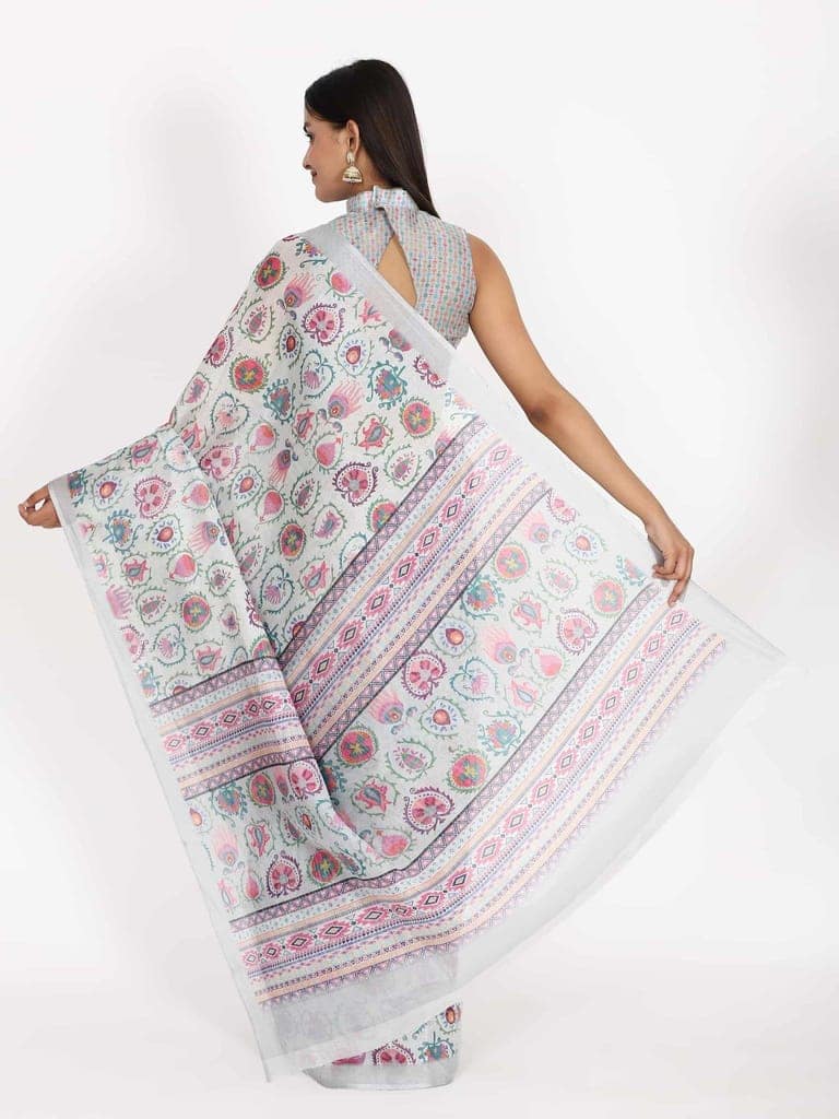 Women's Digital Print Zari Woven Multicolor Saree view 2