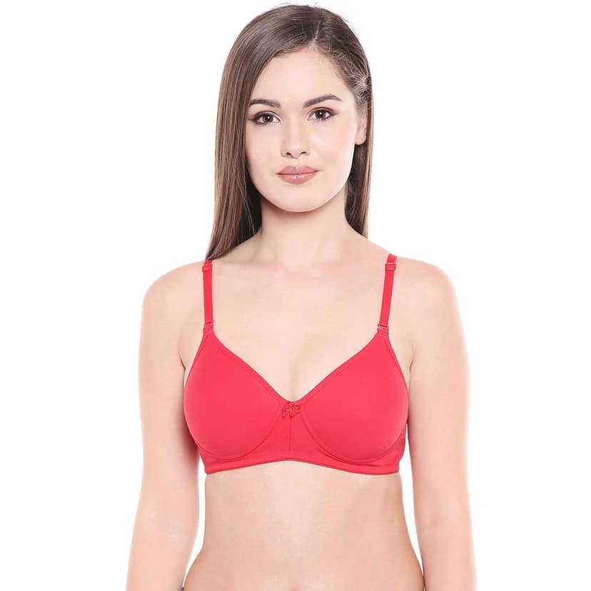 Bodycare Women Cotton Spandex Full Coverage Lightly Padded Regular Bra 6588-RED