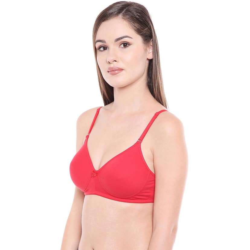Bodycare Women Cotton Spandex Full Coverage Lightly Padded Regular Bra 6588-RED view 2