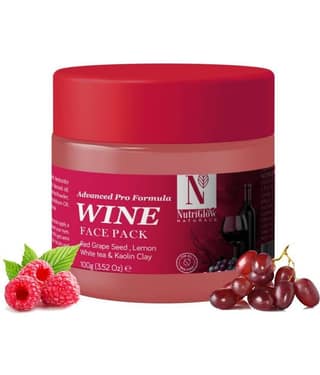 NutriGlow NATURAL'S Advanced Pro Formula Wine Face Pack for Glowing Skin with Kaolin Clay, All Skin Types, Men & Women, 100gm