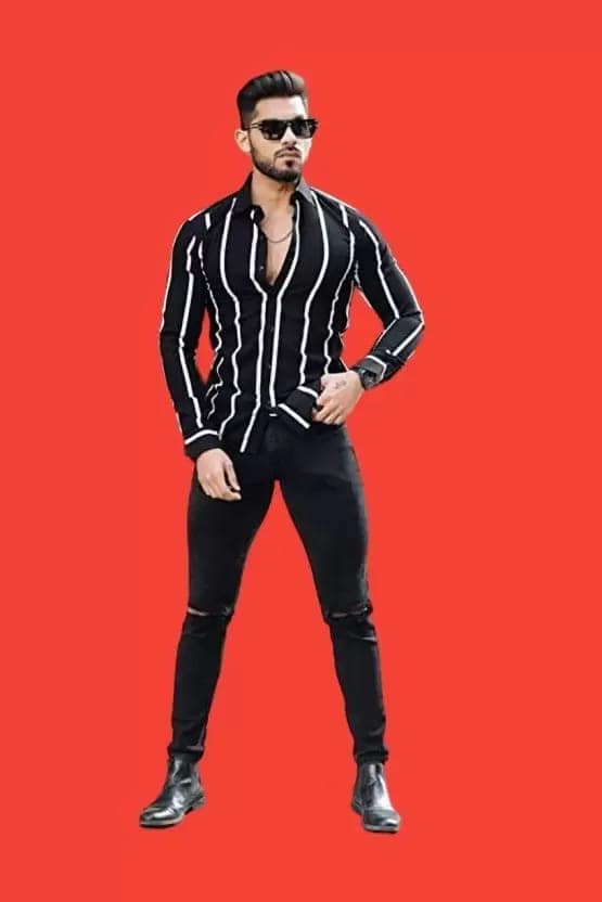 Men Regular Fit Striped Spread Collar Casual Shirt Special price view 2