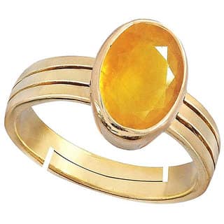 RS Jewellers Certified yellow sapphire 6.21 Carat Panchdhatu Gold Plating Astrological Ring for Men Women