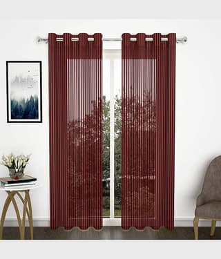 Sai Arpan Solid Transparent Eyelet Curtain 7 ft ( Pack of 2 ) - Multicolor