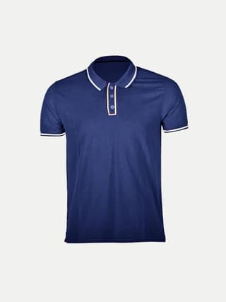 Men Navy Blue Cotton Contrast Tipping Polo T-shirt