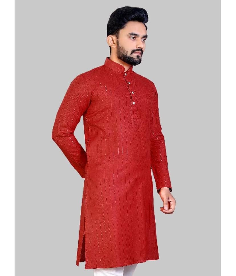 YUG ART - Blue Cotton Blend Men's Regular Kurta ( Pack of 1 )