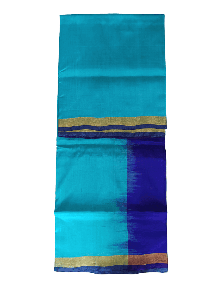 Uppada pattu plain Saree with Gold Border (Sky blue) view 2