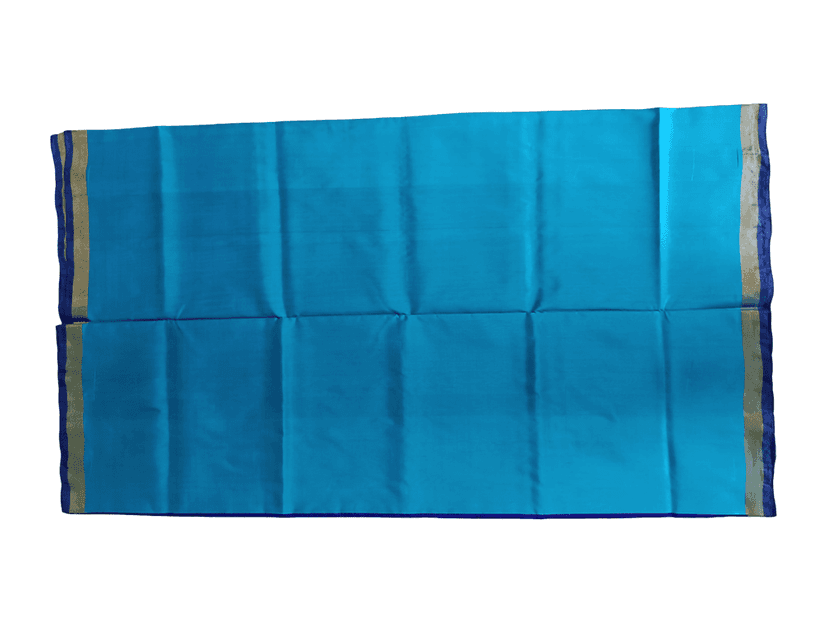 Uppada pattu plain Saree with Gold Border (Sky blue) view 3