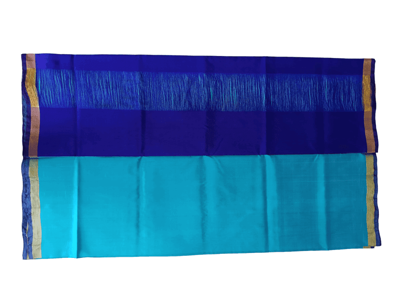 Uppada pattu plain Saree with Gold Border (Sky blue) view 6