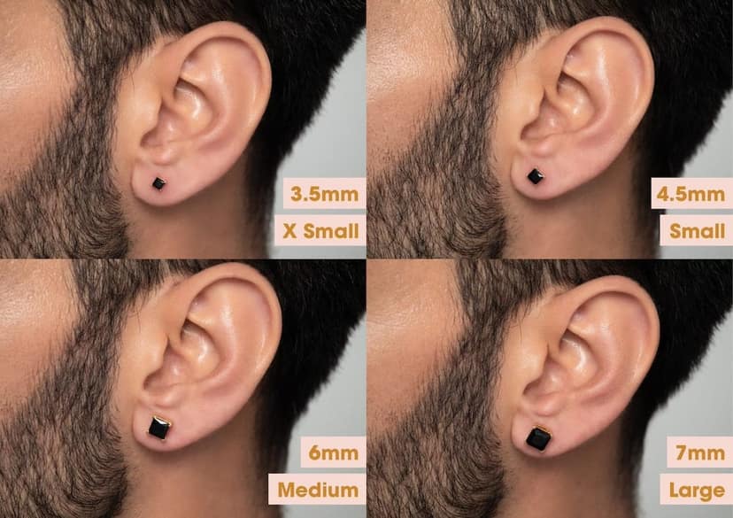 Black Princess Solitaire Men's Ear Stud (1 Pc Only) view 3