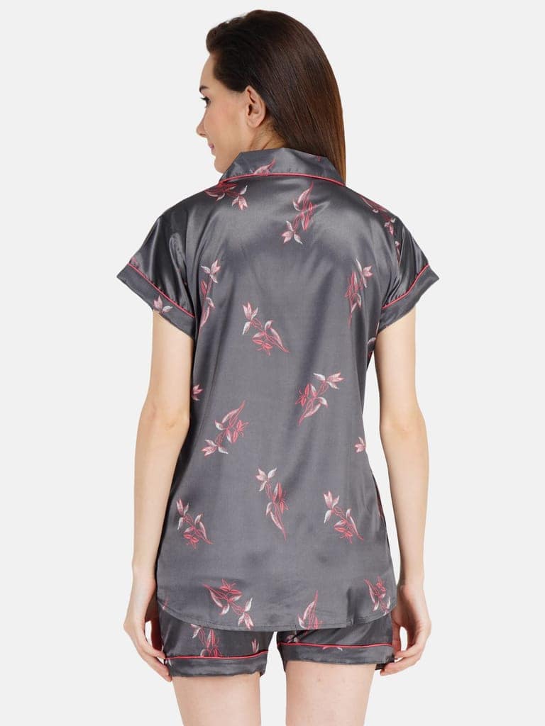 KOI SLEEPWEAR Women's Printed Satin Shirt & Short Sleeve Night Suit Lounge Wear view 6