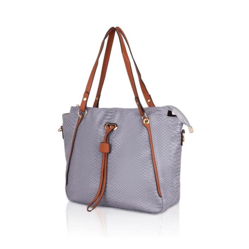 Generic Women's Faux Leather Textured Tote Bag (Grey) view 2