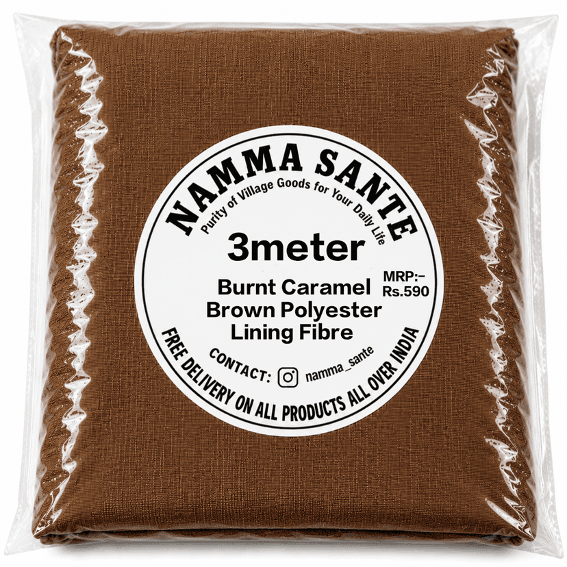 Burnt Caramel Brown Polyester Lining Fibre (Bada Panna), Burnt Caramel Brown Polyester Lining Fabric (Bada Panna), Caramel Brown Polyester Lining Fabric (Bada Panna), Warm Brown Polyester Lining Fabric (Bada Panna), view 4