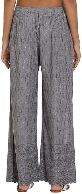 Heavy Chicken Work Embroidery Palazzo Combo Set of 2 Pcs (Brown,Grey) view 5