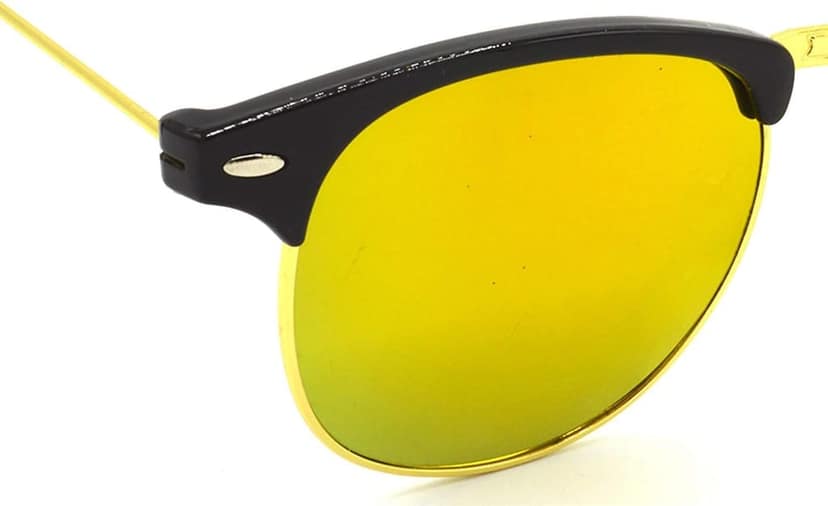 Hrinkar Unisex Rectangle Sunglasses Golden & Black Frame, Golden & Yellow Lens (Medium) - Pack of 2 view 7