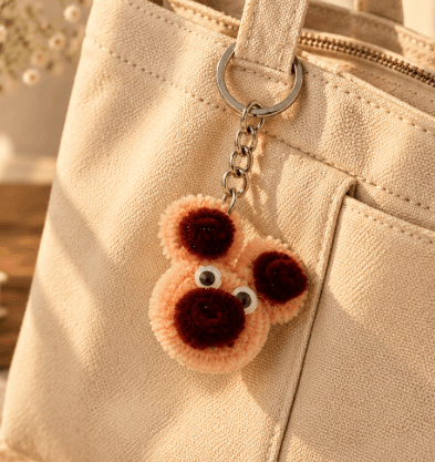 Handmade Fuzzy Stick Pipe Cleaner Key Chain for Kids and Accessories