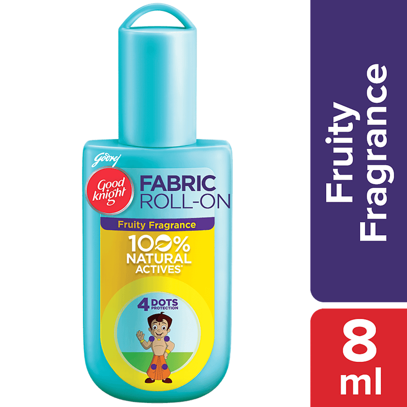 Good Knight Mosquito Repellent Fabric Roll On - 100% Natural Actives, Fruity, 8 Ml