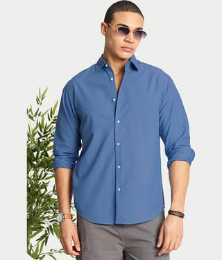 IVOC 100% Cotton Regular Fit Solids Full Sleeves Men's Casual Shirt - Light Blue ( Pack of 1 )
