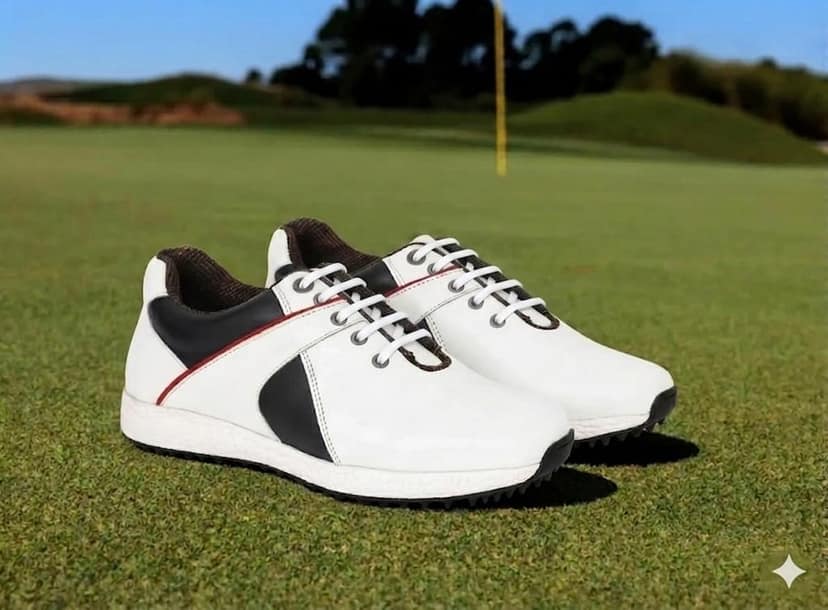 HITCARO Men Genuine Leather Lace-up Professional 100% Waterproof Premium Gold Golf Shoes view 2